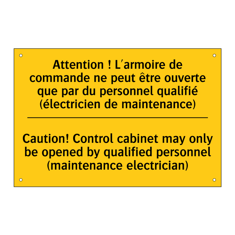 Attention ! L'armoire de commande  /.../ - Caution! Control cabinet may only  /.../