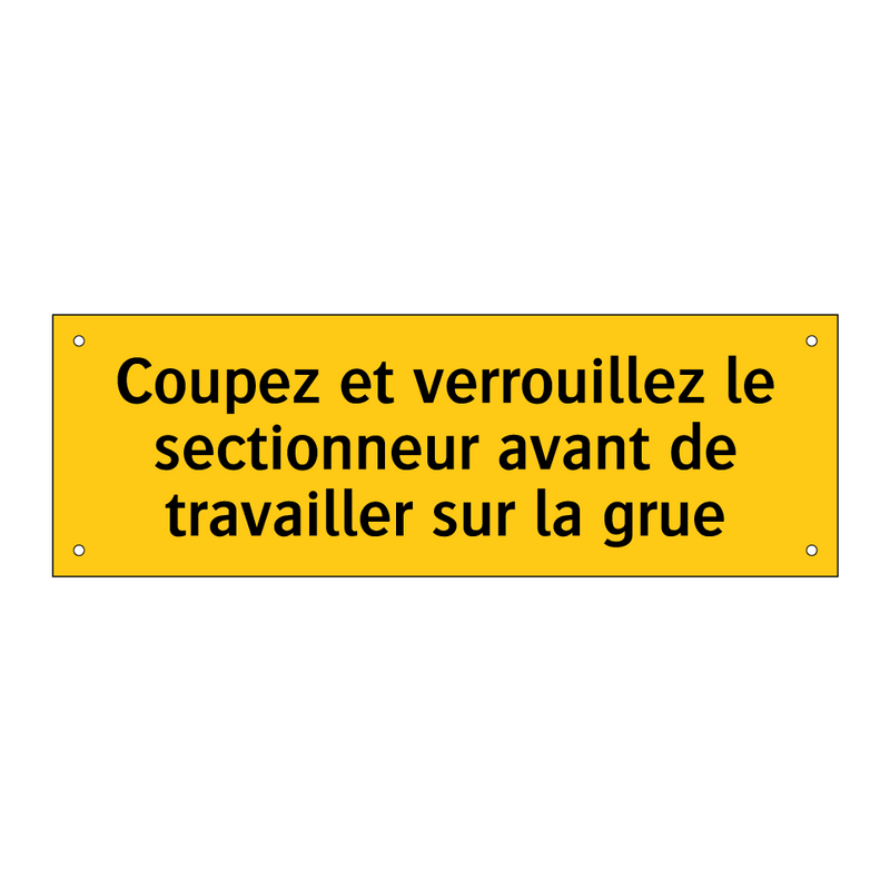 Coupez et verrouillez le sectionneur avant de travailler sur la grue