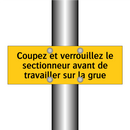 Coupez et verrouillez le sectionneur avant de travailler sur la grue
