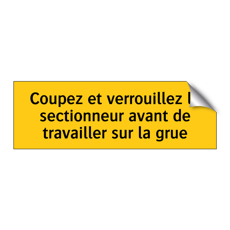 Coupez et verrouillez le sectionneur avant de travailler sur la grue