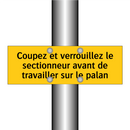 Coupez et verrouillez le sectionneur avant de travailler sur le palan