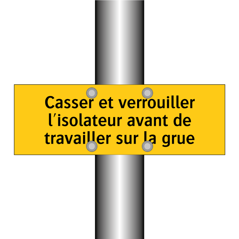 Casser et verrouiller l'isolateur avant de travailler sur la grue