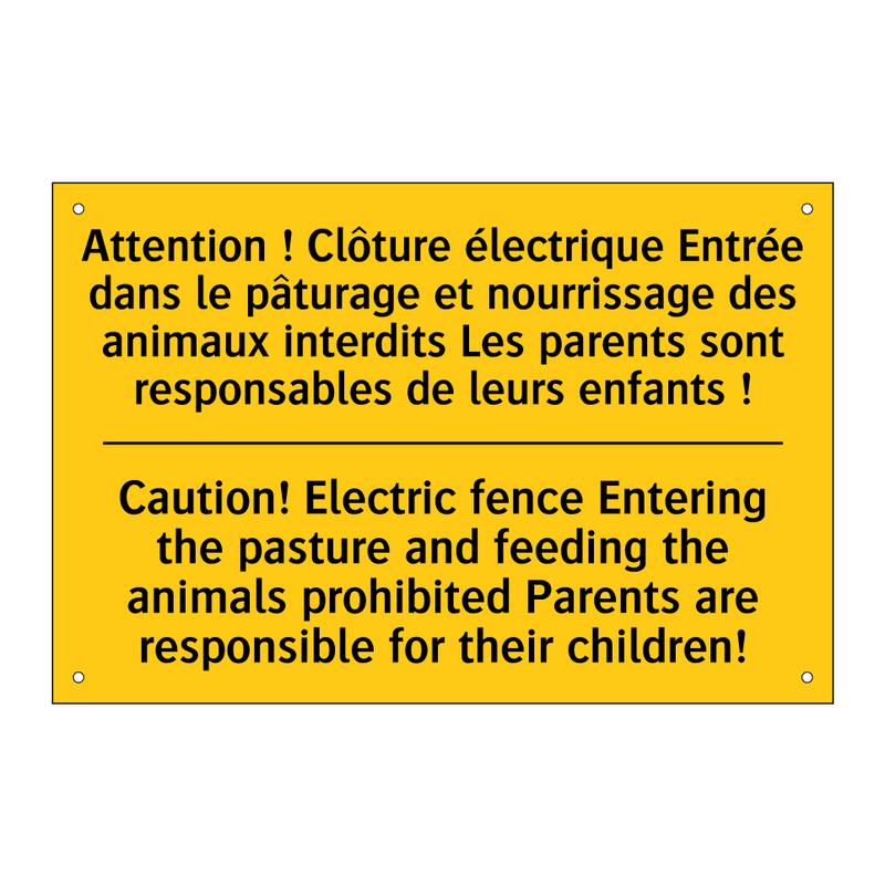Attention ! Clôture électrique  /.../ - Caution! Electric fence Entering  /.../
