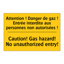 Attention ! Danger de gaz ! Entrée  /.../ - Caution! Gas hazard! No unauthorized  /.../