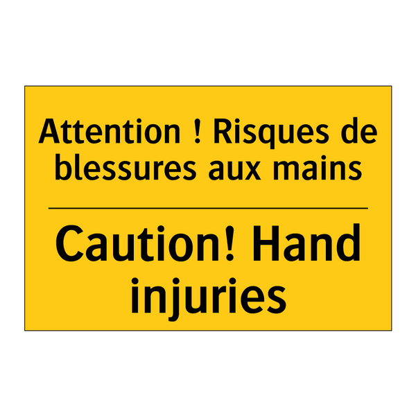 Attention ! Risques de blessures  /.../ - Caution! Hand injuries