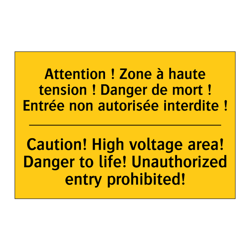 Attention ! Zone à haute tension  /.../ - Caution! High voltage area! Danger  /.../