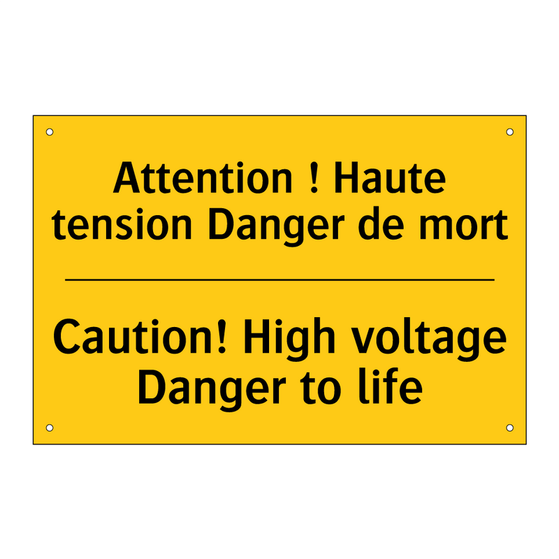 Attention ! Haute tension Danger  /.../ - Caution! High voltage Danger to  /.../