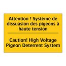 Attention ! Système de dissuasion  /.../ - Caution! High Voltage Pigeon Deterrent  /.../