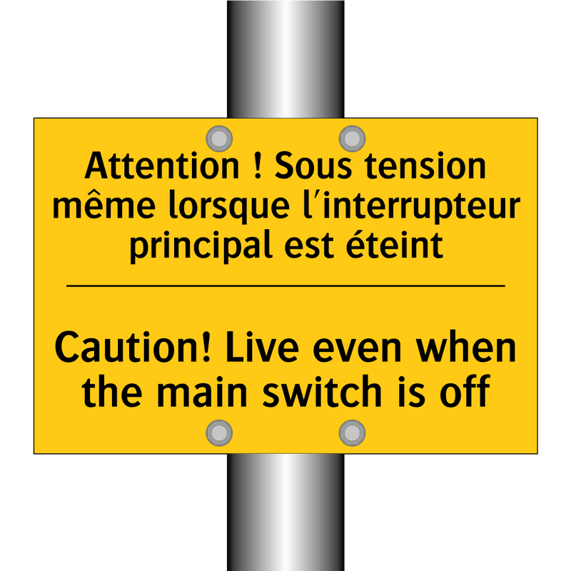 Attention ! Sous tension même  /.../ - Caution! Live even when the main  /.../