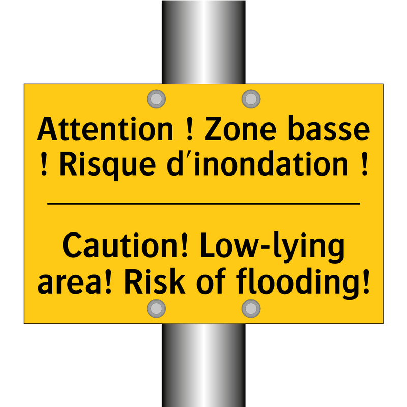 Attention ! Zone basse ! Risque  /.../ - Caution! Low-lying area! Risk  /.../