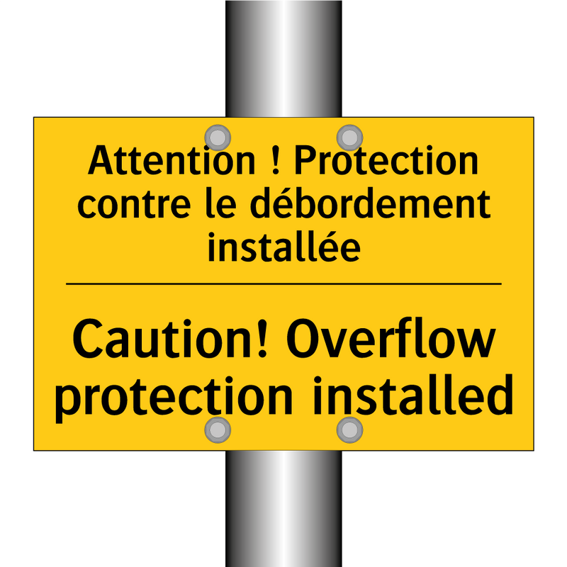 Attention ! Protection contre  /.../ - Caution! Overflow protection installed /.../
