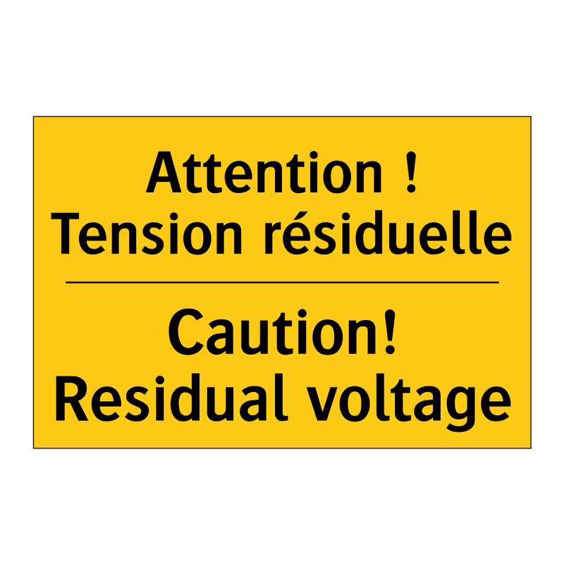 Attention ! Tension résiduelle - Caution! Residual voltage