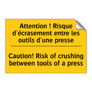 Attention ! Risque d'écrasement  /.../ - Caution! Risk of crushing between  /.../