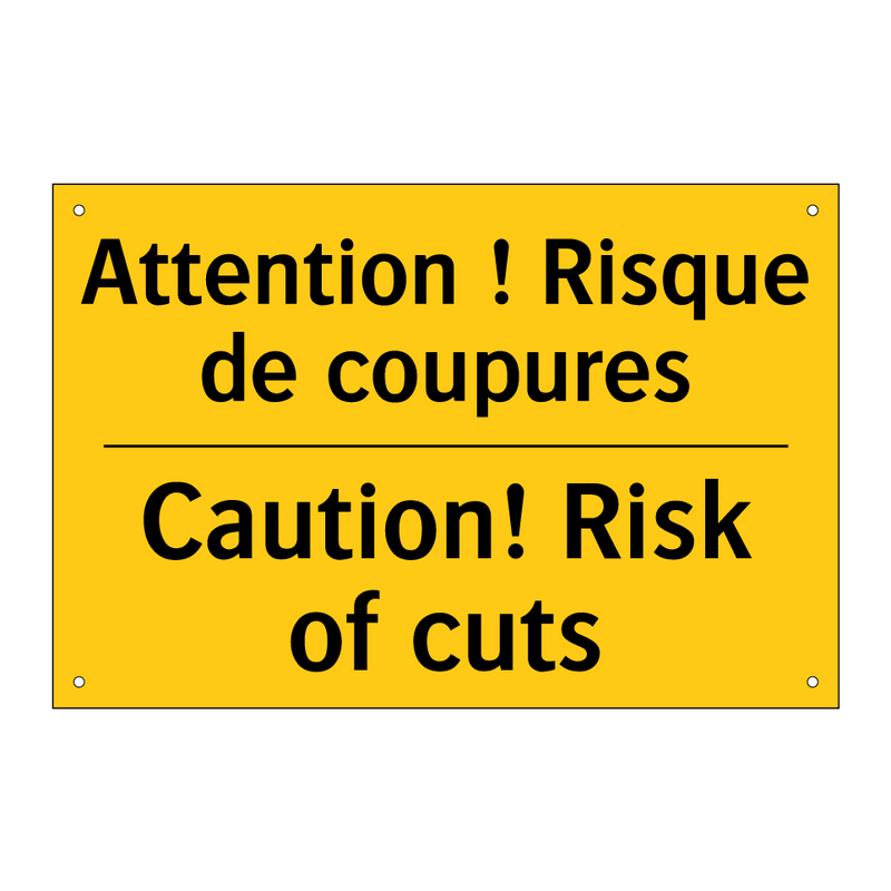 Attention ! Risque de coupures - Caution! Risk of cuts