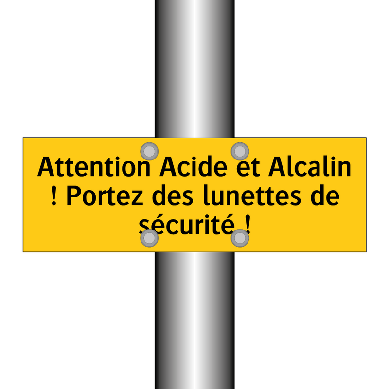 Attention Acide et Alcalin ! Portez des lunettes de sécurité !