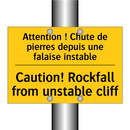 Attention ! Chute de pierres depuis  /.../ - Caution! Rockfall from unstable  /.../
