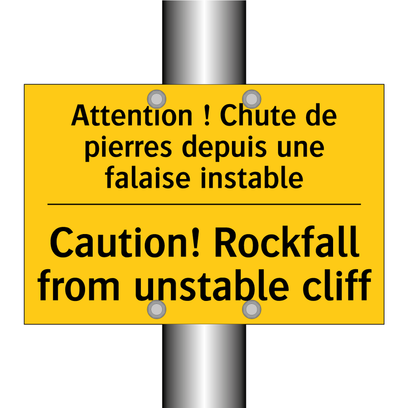 Attention ! Chute de pierres depuis  /.../ - Caution! Rockfall from unstable  /.../