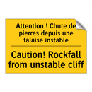 Attention ! Chute de pierres depuis  /.../ - Caution! Rockfall from unstable  /.../