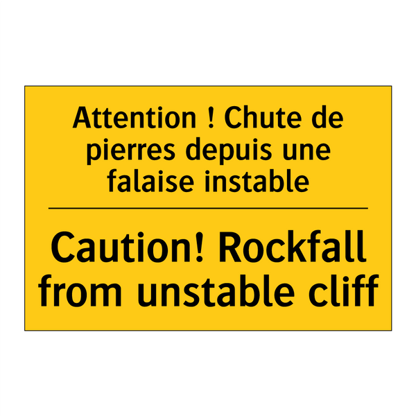 Attention ! Chute de pierres depuis  /.../ - Caution! Rockfall from unstable  /.../