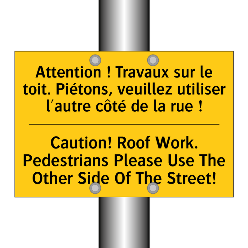 Attention ! Travaux sur le toit.  /.../ - Caution! Roof Work. Pedestrians  /.../