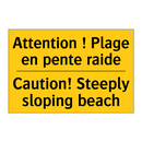 Attention ! Plage en pente raide /.../ - Caution! Steeply sloping beach