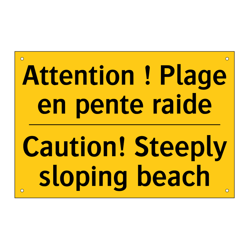 Attention ! Plage en pente raide /.../ - Caution! Steeply sloping beach
