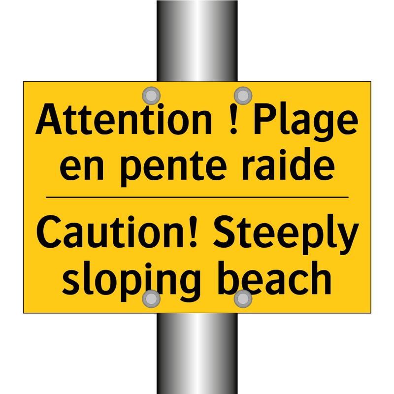 Attention ! Plage en pente raide /.../ - Caution! Steeply sloping beach