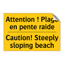 Attention ! Plage en pente raide /.../ - Caution! Steeply sloping beach