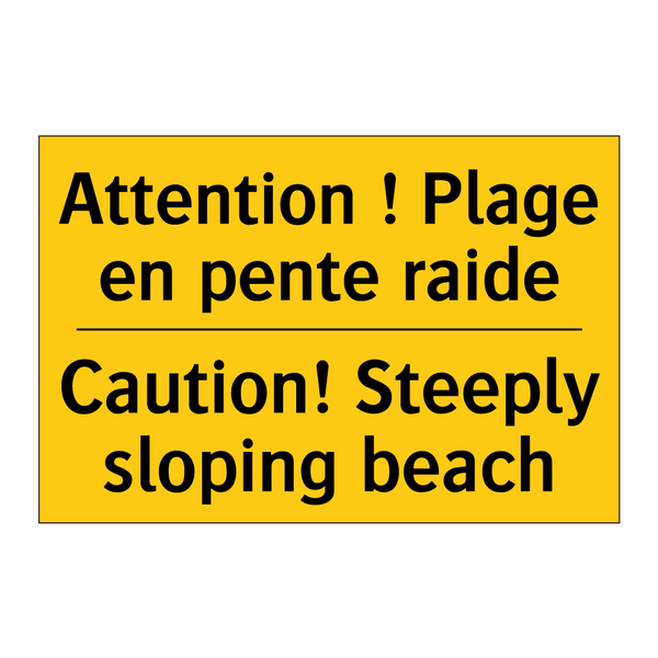Attention ! Plage en pente raide /.../ - Caution! Steeply sloping beach