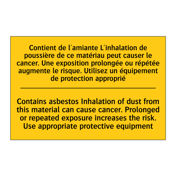 Contient de l'amiante L'inhalation  /.../ - Contains asbestos Inhalation of  /.../