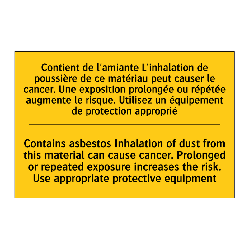 Contient de l'amiante L'inhalation  /.../ - Contains asbestos Inhalation of  /.../