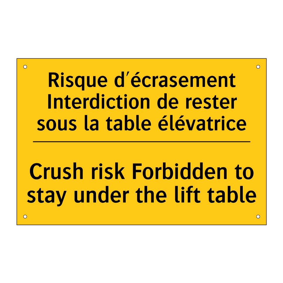 Risque d'écrasement Interdiction  /.../ - Crush risk Forbidden to stay under  /.../