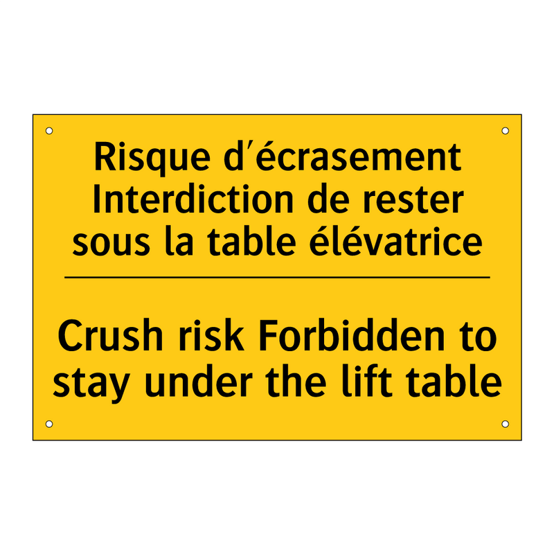 Risque d'écrasement Interdiction  /.../ - Crush risk Forbidden to stay under  /.../