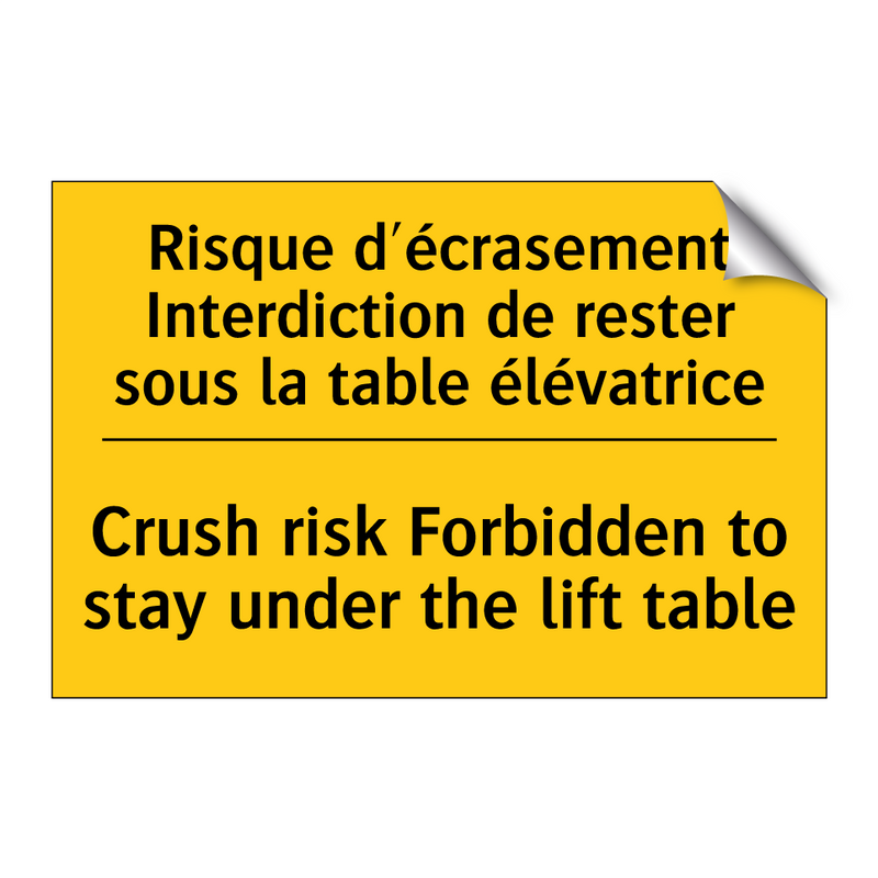 Risque d'écrasement Interdiction  /.../ - Crush risk Forbidden to stay under  /.../