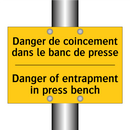 Danger de coincement dans le banc  /.../ - Danger of entrapment in press  /.../
