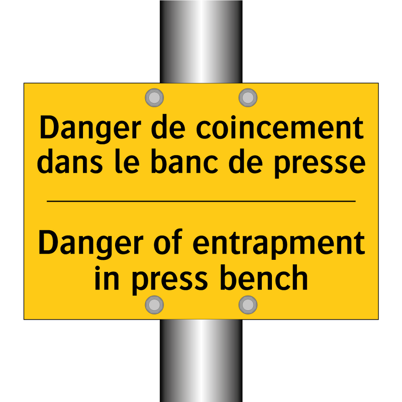 Danger de coincement dans le banc  /.../ - Danger of entrapment in press  /.../