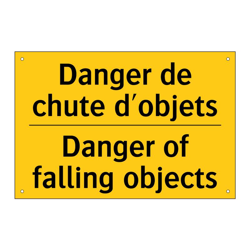 Danger de chute d'objets - Danger of falling objects