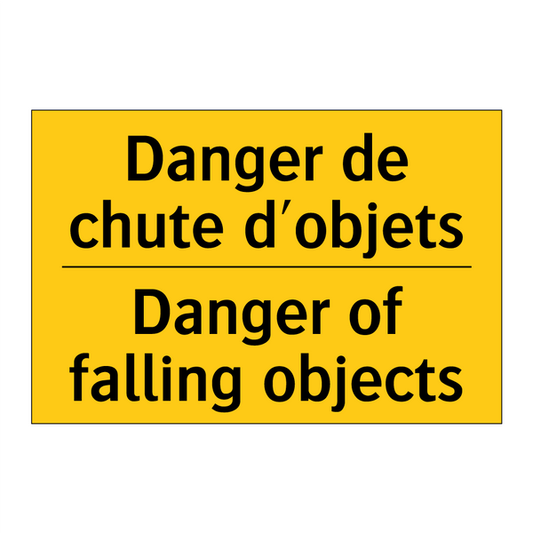Danger de chute d'objets - Danger of falling objects