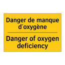 Danger de manque d'oxygène - Danger of oxygen deficiency