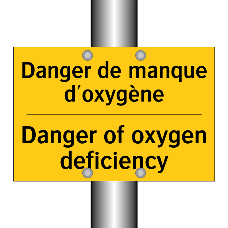 Danger de manque d'oxygène - Danger of oxygen deficiency