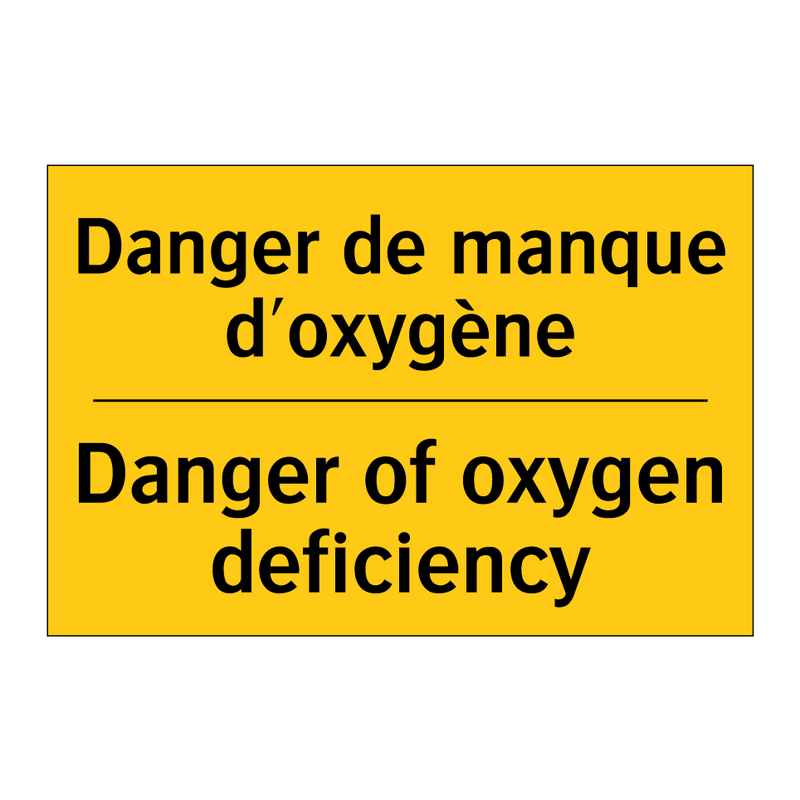 Danger de manque d'oxygène - Danger of oxygen deficiency