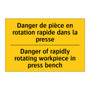 Danger de pièce en rotation rapide  /.../ - Danger of rapidly rotating workpiece  /.../