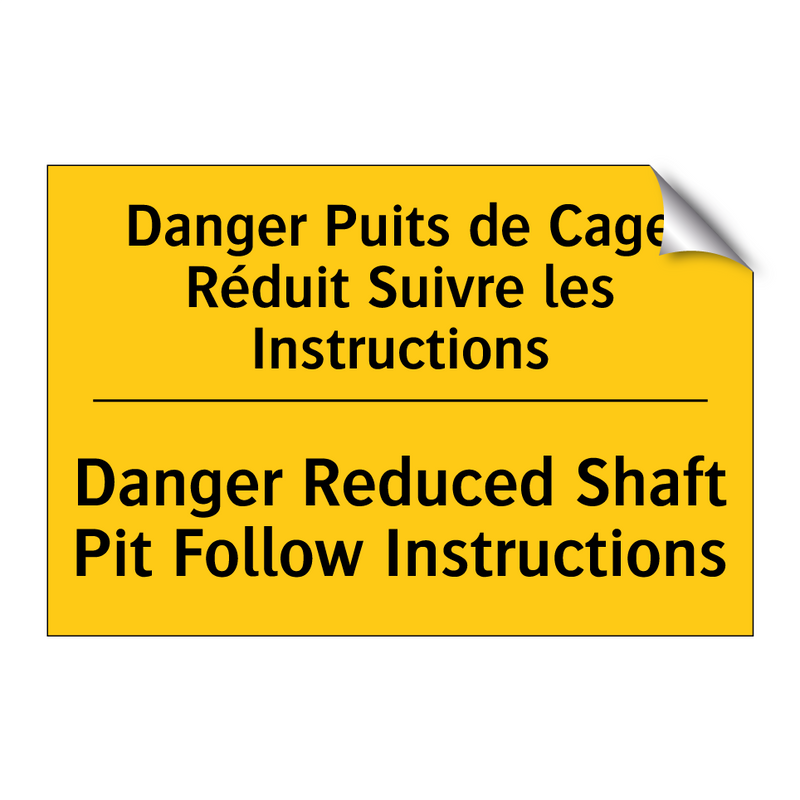 Danger Puits de Cage Réduit Suivre  /.../ - Danger Reduced Shaft Pit Follow  /.../