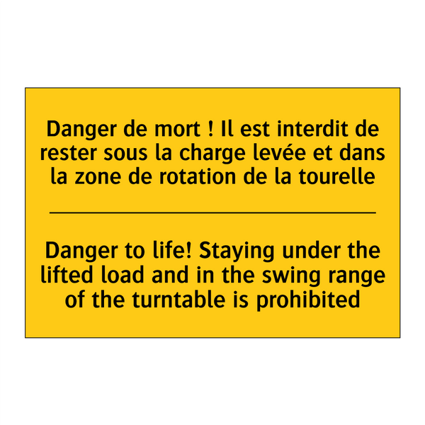 Danger de mort ! Il est interdit  /.../ - Danger to life! Staying under  /.../