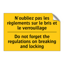 N'oubliez pas les règlements sur  /.../ - Do not forget the regulations  /.../