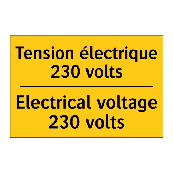 Tension électrique 230 volts - Electrical voltage 230 volts