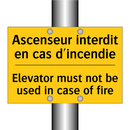 Ascenseur interdit en cas d'incendie /.../ - Elevator must not be used in case  /.../