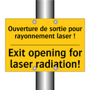 Ouverture de sortie pour rayonnement  /.../ - Exit opening for laser radiation! /.../