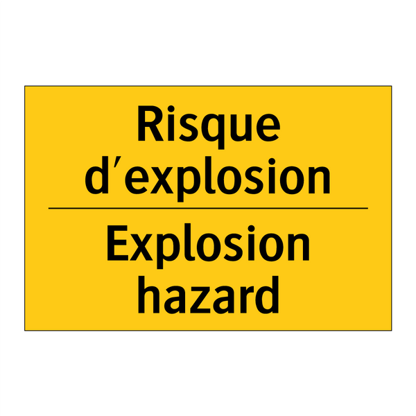 Risque d'explosion - Explosion hazard