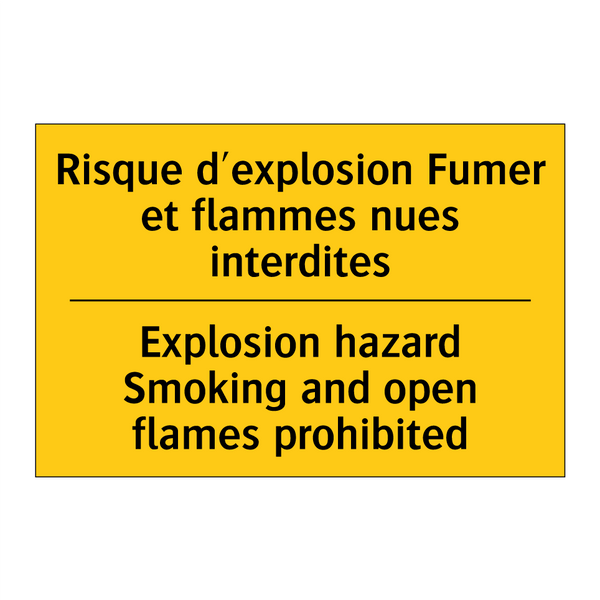 Risque d'explosion Fumer et flammes  /.../ - Explosion hazard Smoking and open  /.../